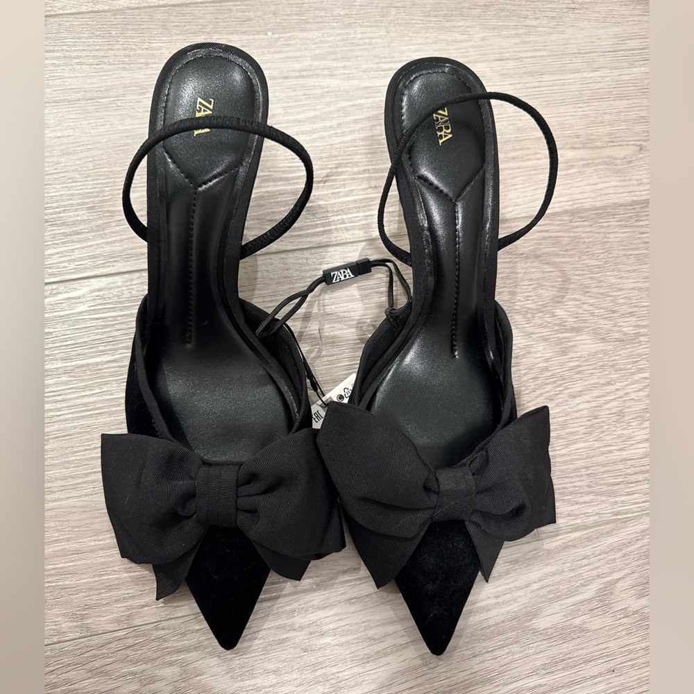Zara Women's Black Bow Heels